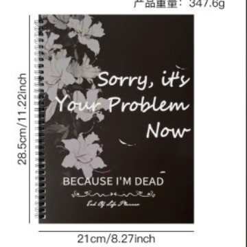 Assorted Guided Planners, Journals and Wellness Workbooks – 74 Options – Sorry Floral Binder – Black and White