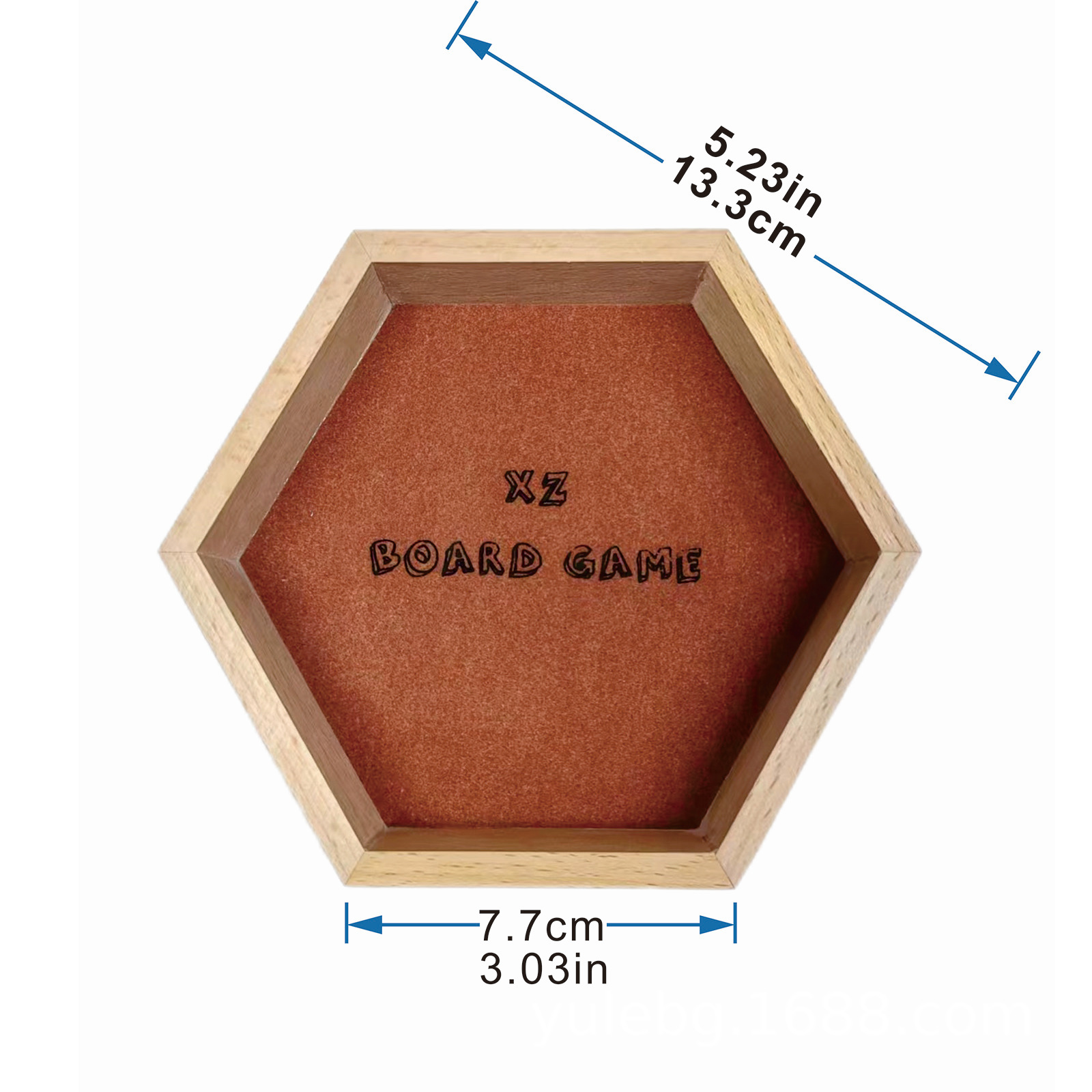 Hexagonal Solid Wood Dice Tray product view 3
