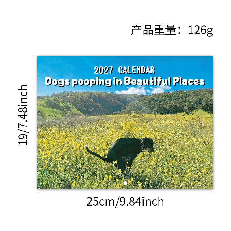 Assorted 2027 Novelty Wall Calendars – 15 Designs – Dogs Pooping – Green Grass