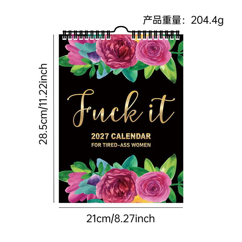 Assorted 2027 Novelty Wall Calendars – 15 Designs – Tired-Ass Women – Pink Floral