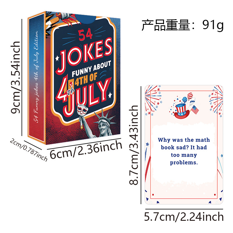Activity, Wellness and Educational Card Decks – 13 Options – Independence Day Joke Cards – Blue