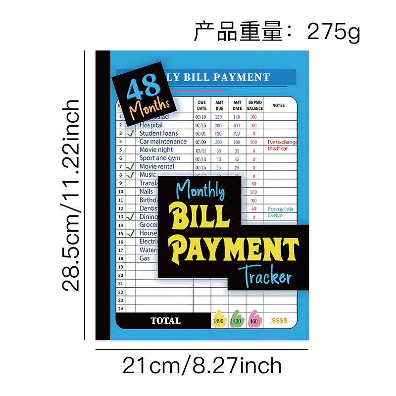 Bill Tracker Notebook – Blue product view 2