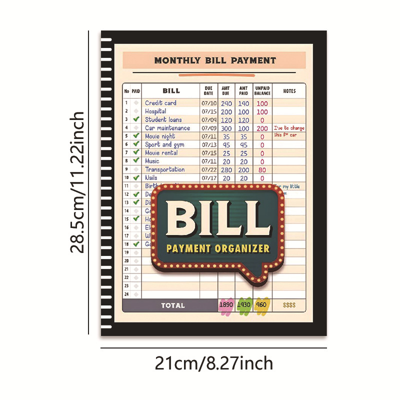 Bill Tracker and Savings Record Notebook – Brown product view 2