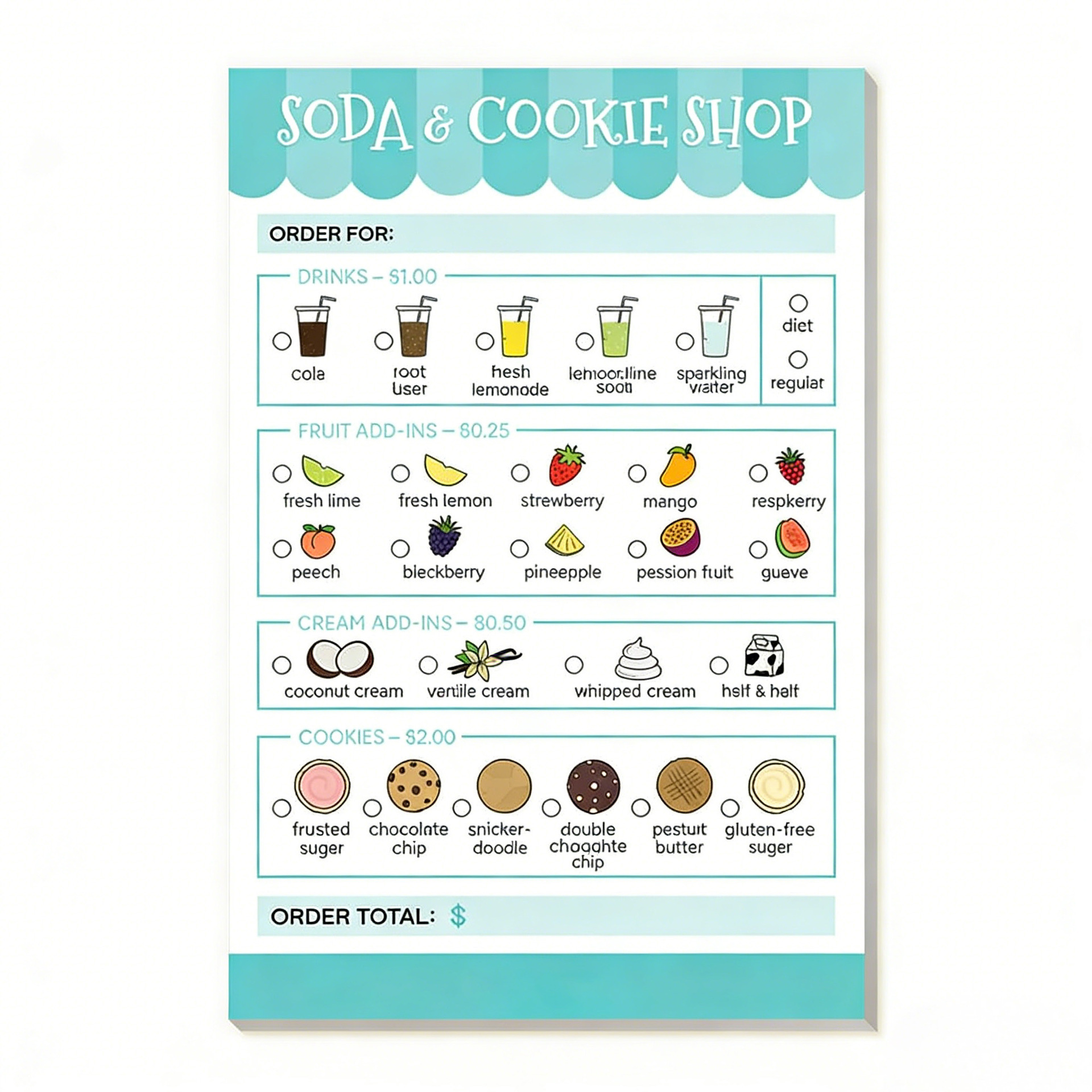 Pretend Play Notepads for Kids – 8 Role-Play Themes – Soda Shop