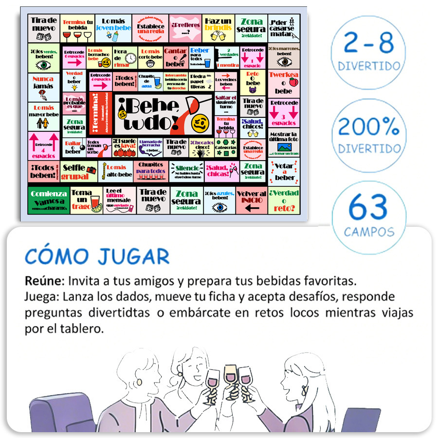 Bebe Tudo Couples Drinking Board Game product view 3