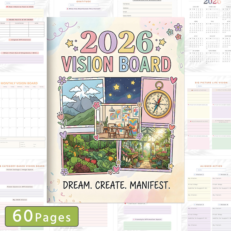 2026 Vision Board and Future Planning Workbook