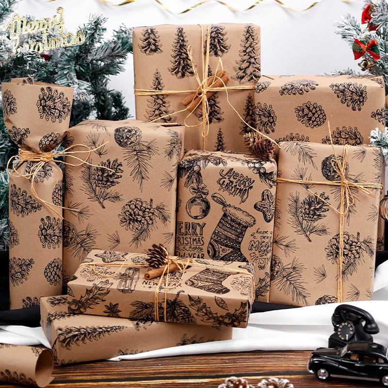 Christmas Gift Wrapping Paper Rolls with Festive Patterns