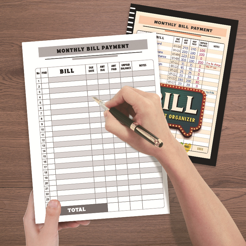 Bill Tracker and Savings Record Notebook – Brown product view 4