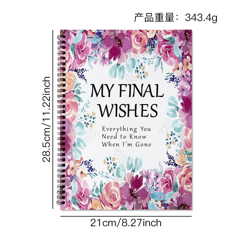My Final Wishes and Wellness Planning Binders – 21 Options – Purple Floral Binder