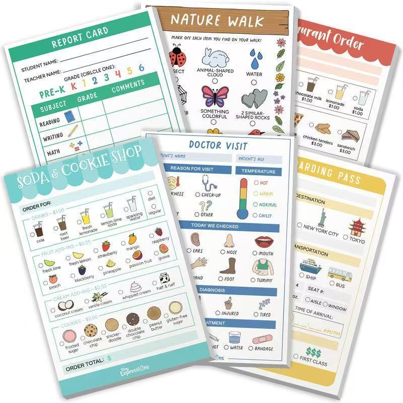 Pretend Play Notepads for Kids – 8 Role-Play Themes product view 3