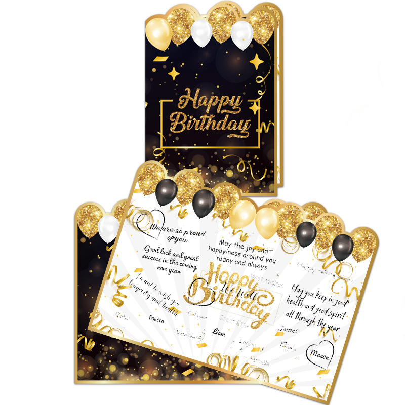Happy Birthday Black and Gold Giant Guest Book