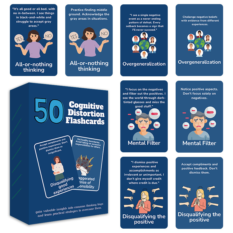 Cognitive Distortion Flashcards – 50 Thinking Traps
