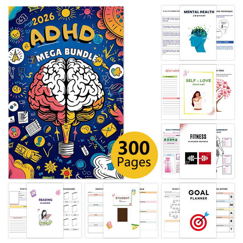 2026 ADHD and Mental Health 7-in-1 Planner Bundle
