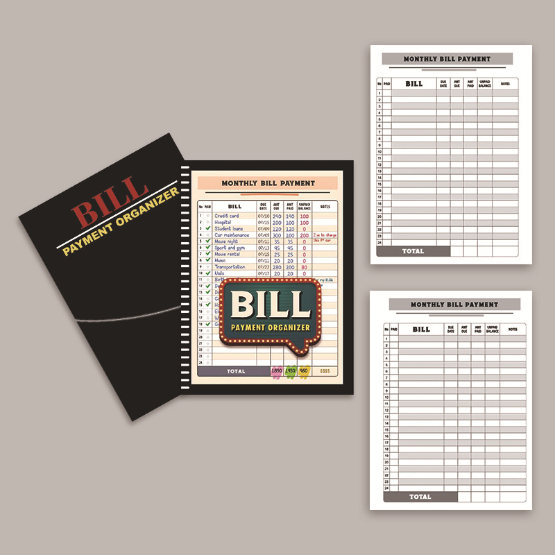 Bill Tracker and Savings Record Notebook – Brown product view 3