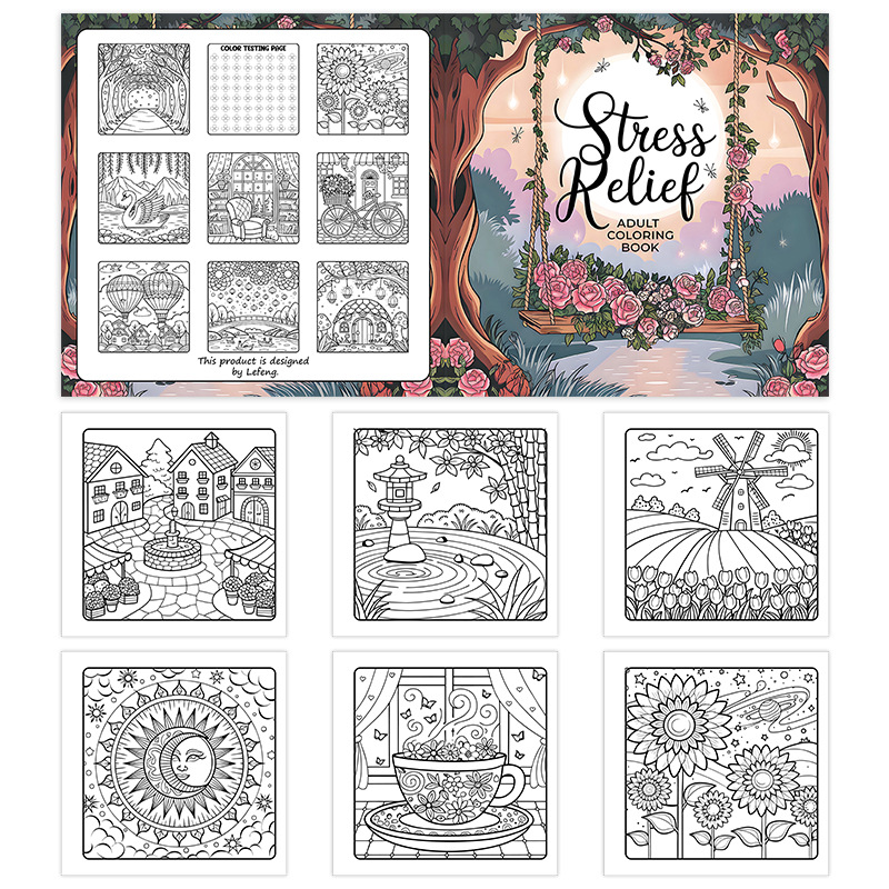 Bold and Easy Stress-Relief Coloring Books – 8 Designs product view 4