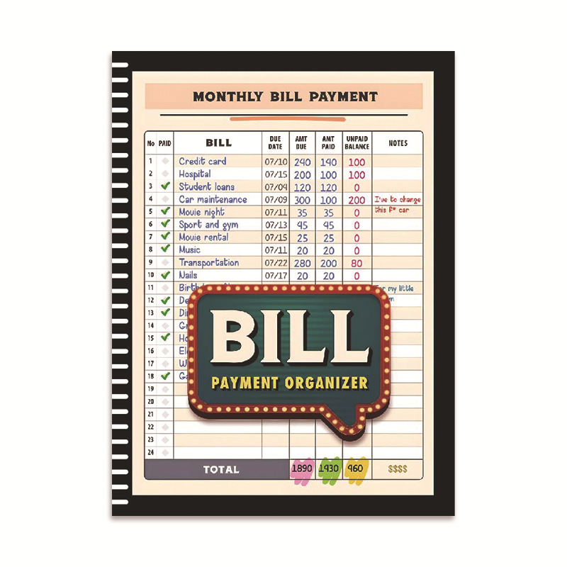 Bill Tracker and Savings Record Notebook – Brown
