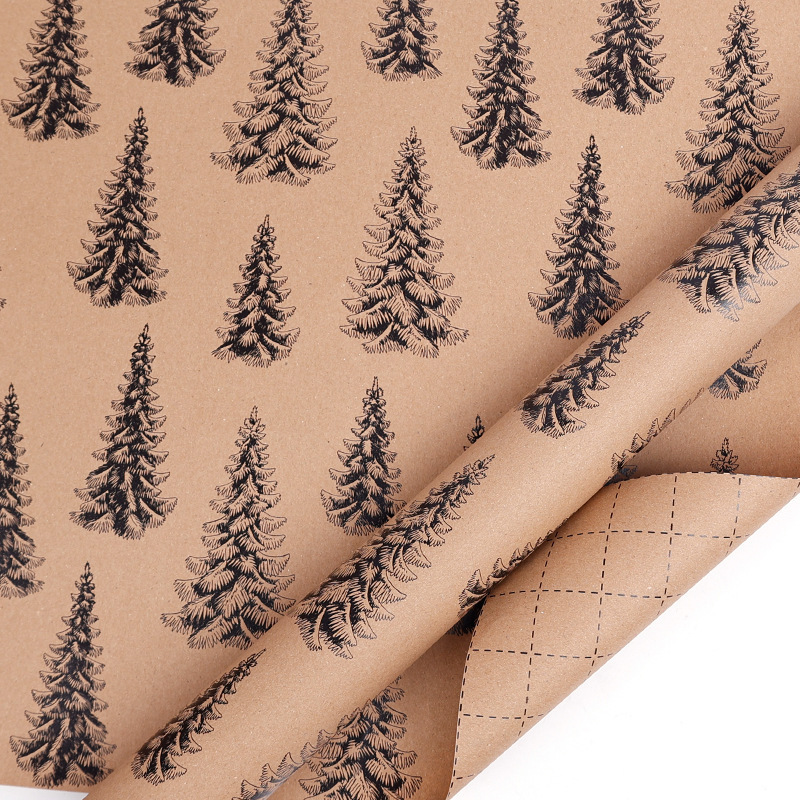 Christmas Gift Wrapping Paper Rolls with Festive Patterns – Christmas Pine Trees – 43 cm × 3 m Roll