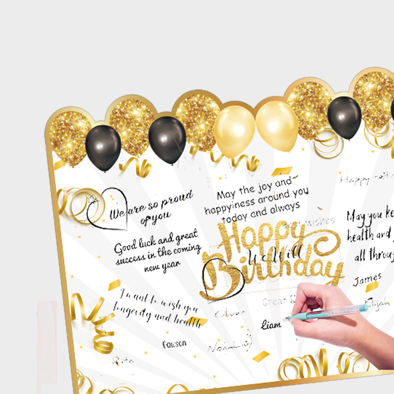 Happy Birthday Black and Gold Giant Guest Book product view 4