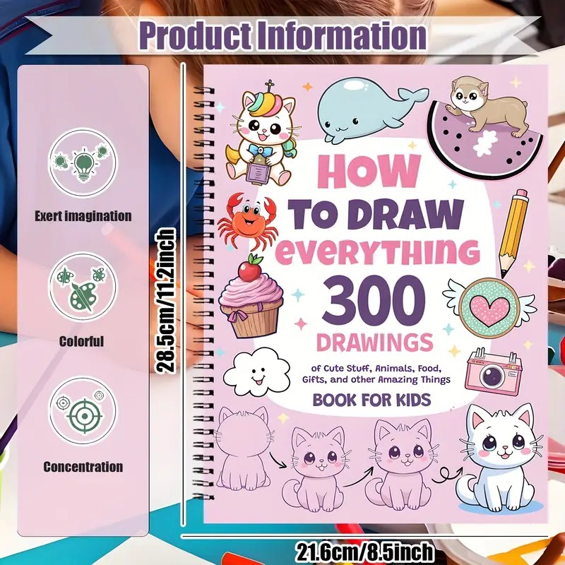 Learn How to Draw 300 Cute Animals, Foods and Creative Designs product view 2