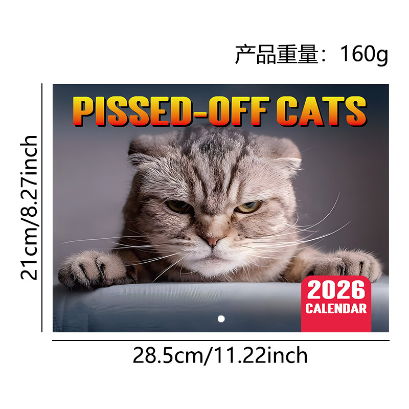 Pissed-Off Cats 2026 Custom Wall Calendar product view 2