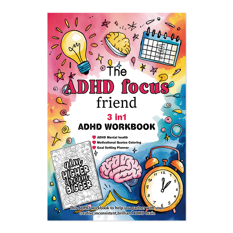 ADHD 3-in-1 Adult Planner, Coloring and Wellness Workbook
