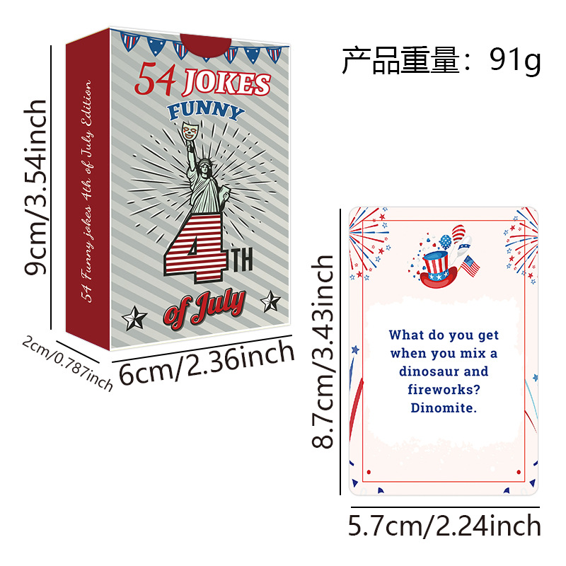 Activity, Wellness and Educational Card Decks – 13 Options – Independence Day Joke Cards – Red