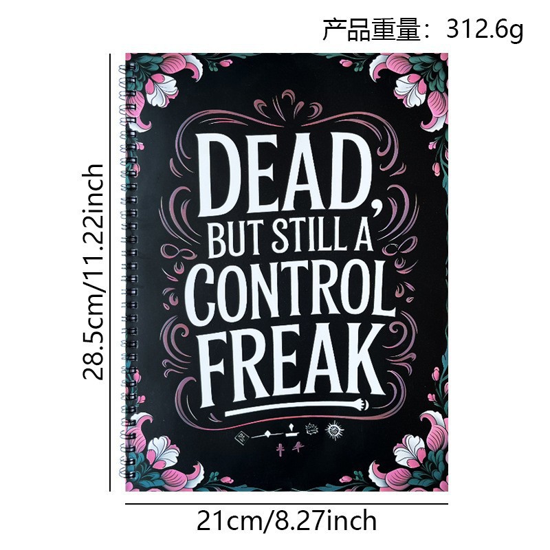 Assorted Guided Planners, Journals and Wellness Workbooks – 74 Options – Dead Black Floral Binder