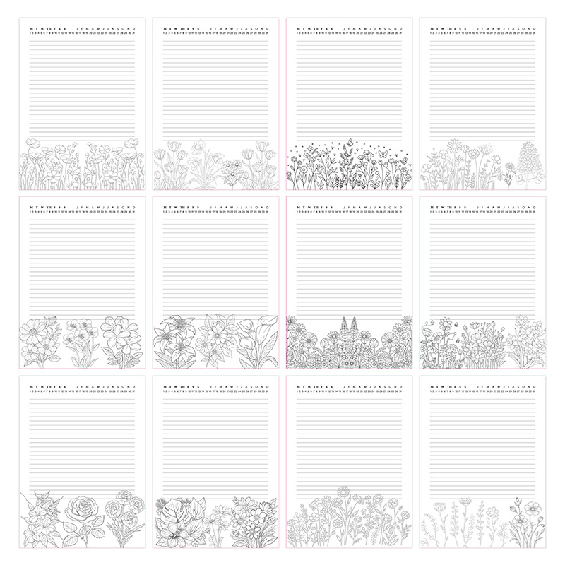52-Week Floral Color-In Daily Planner product view 4