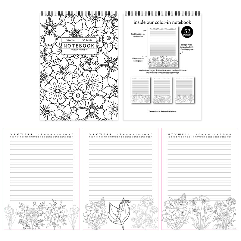 52-Week Floral Color-In Daily Planner product view 3