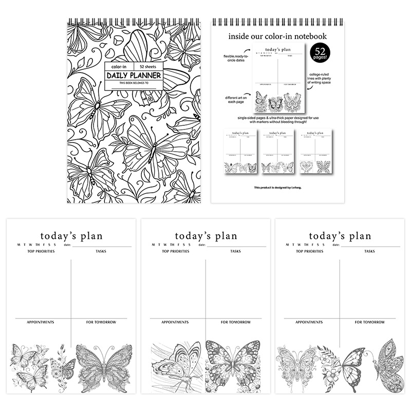 52-Week Butterfly Color-In Daily Planner product view 3